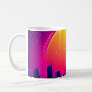 Retro Futurismus. futuristische Synth-Wave-Illustr Kaffeetasse
