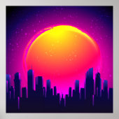 Retro Futurismus. futuristische Synth-Wave-Illustr Poster (Vorne)