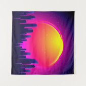 Retro Futurismus. futuristische Synth-Wave-Illustr Wandteppich (Vorderseite (Horizontal))