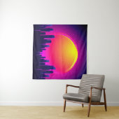 Retro Futurismus. futuristische Synth-Wave-Illustr Wandteppich (Beispiel (Horizontal))