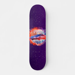 Retro Futurismus Modernes Automobil Synth Wave Nig Skateboard