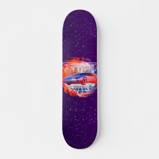 Retro Futurismus Modernes Automobil Synth Wave Nig Skateboard (Vorne)