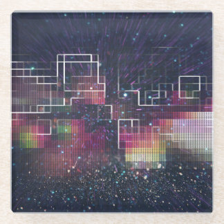 Retro Futurismus: Neon Geometric der 80er Jahre Glasuntersetzer