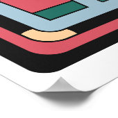 Retro Futurist Art Deco Geometric Peacock Poster (Ecke)