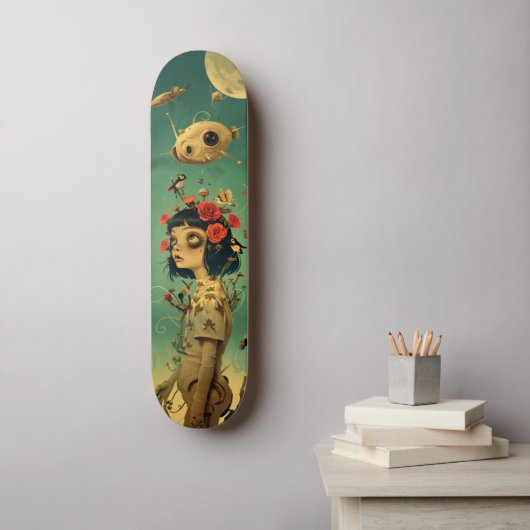 Retro-futurist Fantasy Wall Skateboard (Wandkunst)