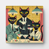Retro Futuristic Black Cat Martini Club Fotoplatte (Vorderseite)