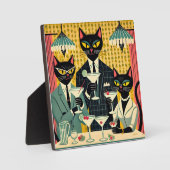 Retro Futuristic Black Cat Martini Club Fotoplatte (Vorderseite)