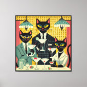 Retro Futuristic Black Cat Martini Club Leinwanddruck (Vorderseite)