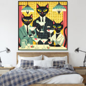 Retro Futuristic Black Cat Martini Club Leinwanddruck (Insitu (Schlafzimmer))