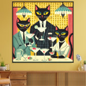 Retro Futuristic Black Cat Martini Club Leinwanddruck (Insitu (Wohnzimmer))