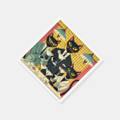 Retro Futuristic Black Cat Martini Club Serviette (Ecke)