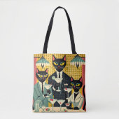 Retro Futuristic Black Cat Martini Club Tasche (Vorderseite)