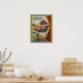 Retro Futuristic Flying Fish Passagier Missile Poster (Küche)