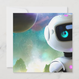 Retro Futuristic Friendly Robot Character Einladung