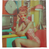 Retro Futuristic Glam Ästhetik Duschvorhang (Vorderseite)