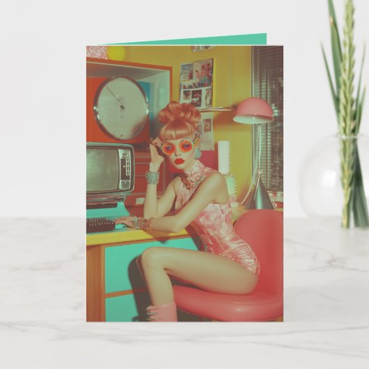 Retro Futuristic Glam Ästhetik Einladung (Vorderseite)