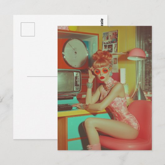Retro Futuristic Glam Ästhetik Postkarte (Vorne/Hinten)
