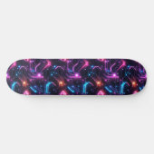 Retro Futuristic Glowing Circuit Board Skateboard (Horizontal)