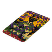 Retro Futuristic Mardi Gras Black Cat Martini Club Magnet (Linke Seite)