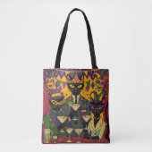Retro Futuristic Mardi Gras Black Cat Martini Club Tasche (Vorderseite)
