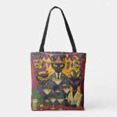Retro Futuristic Mardi Gras Black Cat Martini Club Tasche (Rückseite)