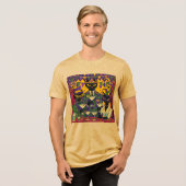 Retro Futuristic Mardi Gras Black Cat Martini Club Tri-Blend Shirt (Vorderseite voll)