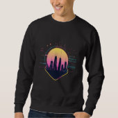 Retro Futuristic Neon Cityscape Tech Sweatshirt (Vorderseite)