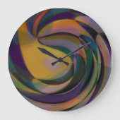 Retro Futuristic Radial Swirve Waves Art Muster Große Wanduhr (Vorderseite)