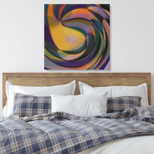 Retro Futuristic Radial Swirve Waves Art Muster Leinwanddruck (Insitu (Schlafzimmer))