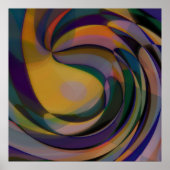 Retro Futuristic Radial Swirve Waves Art Muster Poster (Vorne)