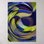 Retro Futuristic Radial Swirve Waves Art Muster Poster (Vorne)