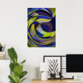 Retro Futuristic Radial Swirve Waves Art Muster Poster (Heimbüro)