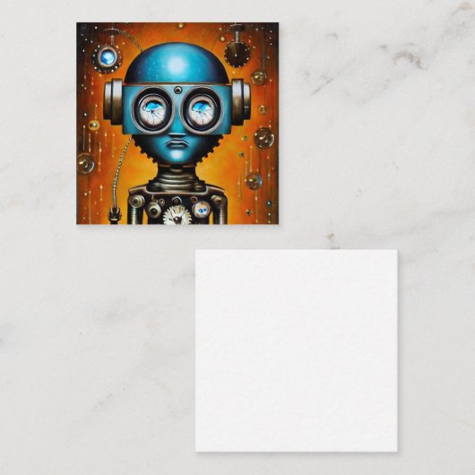 Retro Futuristic Robot Begleitkarte (Vorne/Hinten)