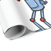 Retro Futuristic Robot Character Waving Geschenkpapier (Rolleneckpunkt)
