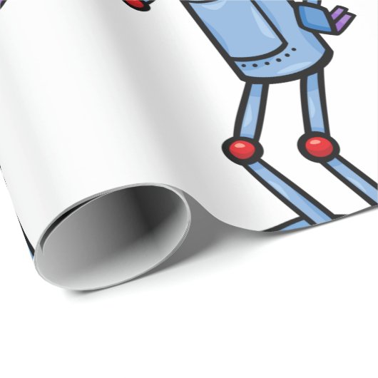 Retro Futuristic Robot Character Waving Geschenkpapier (Rolleneckpunkt)