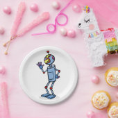 Retro Futuristic Robot Character Waving Pappteller (Party)