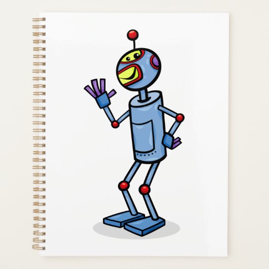 Retro Futuristic Robot Character Waving Planer (Vorderseite)