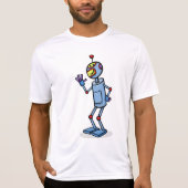 Retro Futuristic Robot Character Waving T-Shirt (Vorderseite)