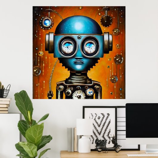 Retro Futuristic Robot Poster (Heimbüro)