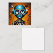 Retro Futuristic Robot Quadratische Visitenkarte (Vorne/Hinten)