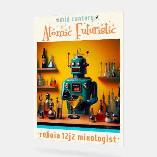 Retro Futuristic Robot ROBIA 12J2 Mixologe Acrylschild (Winkel)