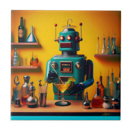Retro Futuristic Robot ROBIA 12J2 Mixologe Fliese
