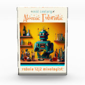 Retro Futuristic Robot ROBIA 12J2 Mixologe Fotoblock (Vorderseite)