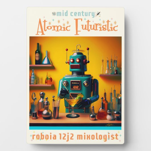 Retro Futuristic Robot ROBIA 12J2 Mixologe Fotoplatte (Vorderseite)