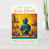 Retro Futuristic Robot ROBIA 12J2 Mixologe Karte (Vorderseite)