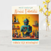 Retro Futuristic Robot ROBIA 12J2 Mixologe Karte (Gelbe Blume)