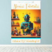 Retro Futuristic Robot ROBIA 12J2 Mixologe Leinwanddruck (Insitu (Holzboden))