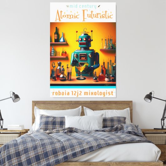 Retro Futuristic Robot ROBIA 12J2 Mixologe Leinwanddruck (Insitu (Schlafzimmer))