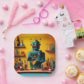 Retro Futuristic Robot ROBIA 12J2 Mixologe Pappteller (Party)