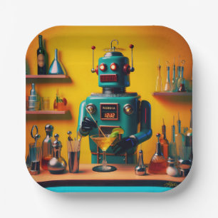 Retro Futuristic Robot ROBIA 12J2 Mixologe Pappteller